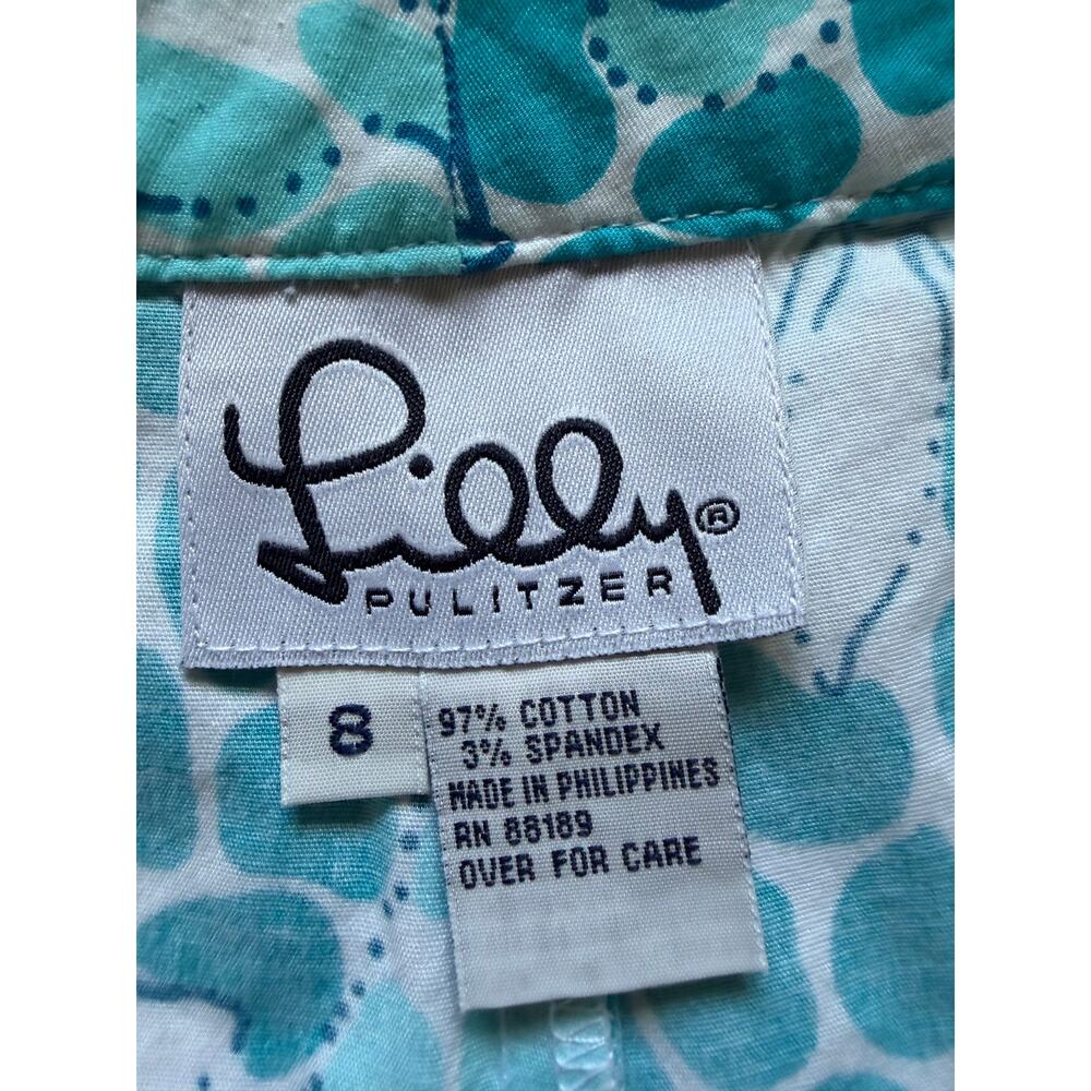 Lilly Pulitzer Women's Blue White Floral Cotton Blend Cropped Pants/Capri Size 8 - Picture 10 of 10